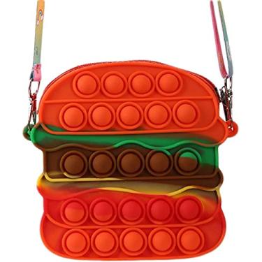 Imagem de Bolsa tiracolo Pop Fidget Toys It para mulheres e meninas, brinquedos sensoriais, bolsa tiracolo de silicone para alívio de estresse, bolsa pequena (hambúrguer vermelho)
