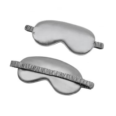 Imagem de Máscara de dormir de seda, seda de amoreira dupla face, capa blackout para os olhos com transmissão zero de luz, design suave sem pressão, azul-petróleo (cinza)