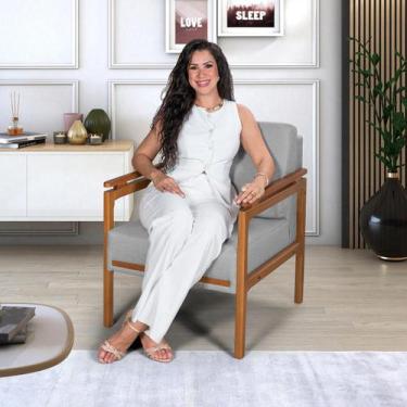 Imagem de Poltrona Montreal Moderna Linho Decorativa Sala Reecepçao Consultorio 