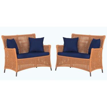 Imagem de 2 Sofás área Externa Igapó Alumínio Marrom Corda Náutica E10 Terra Cota