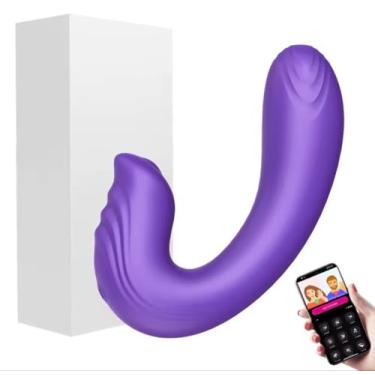 Imagem de vibrador com app potente 2 motores estimulaçao vaginal ponto g e clitóris sexshop (roxo)