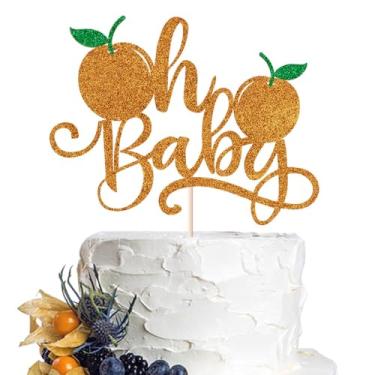 Imagem de Dcokska Orange Oh Baby Cake Topper, Glitter Baby Birthday Cake Pick Citrus Fruit Tema Chá de Bebê Crianças Festa de Aniversário Tangerina Clementine Fruit Party Cupcake Decorações Suprimentos