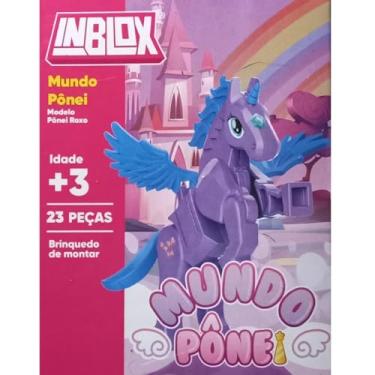 Imagem de Unicórnio de Montar Infantil Brinquedo Educativo com Asas Figura de Ação Colecionável Bloco de montar -ROXO