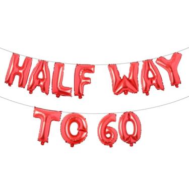 Imagem de Faixa de balão multicolorida Halfway To 60 - Banner Happy 30th Birthday Party - Decorações e suprimentos para festa de 30º aniversário - Decorações de aniversário de 30 anos de casamento (HALFWAY TO