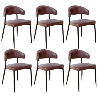 Imagem de Cadeira De Jantar Estofada Kit 6 Chloe M25 Sintético Café - Mpozenato