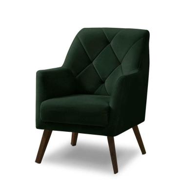 Imagem de Poltrona Decorativa Retrô Recepção Magali Veludo Verde Folha Lansofbr