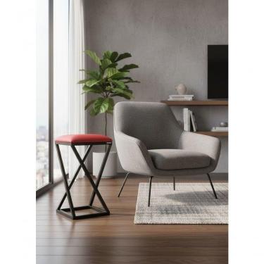 Imagem de Kit 2 Banquetas Banco Banquinho Reforçado De Ferro Vermelho