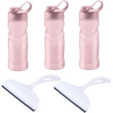 Imagem de Conjunto de 2 Rodo Plástico Multiuso Branco com Raspador 18cm + 3 Garrafa Squeeze Sport Fit 500 ML Rosa