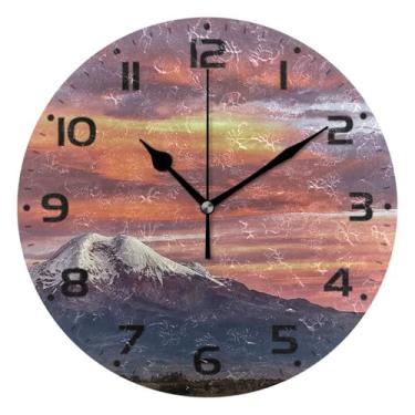 Imagem de JUZIHAI Relógio de parede vulcão, silencioso, sem tique-taque, relógios de parede redondos, operados por bateria, fácil de ler, relógio decorativo de parede para casa, cozinha, sala de estar, quarto