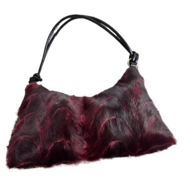 Imagem de AXPTI Bolsa de ombro de pele de vison real, bolsas e bolsas femininas de luxo bolsas transversais de pele de alta qualidade para mulheres bolsa de mão, E, One Size