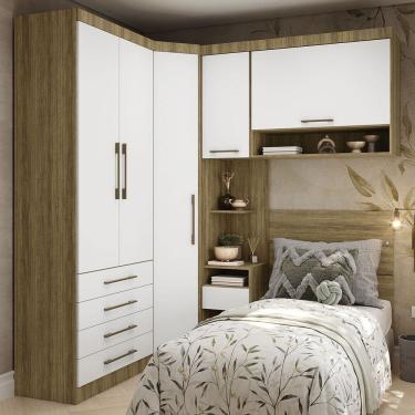 Imagem de Quarto de Canto Solteiro com Guarda Roupas Cabeceira Paris Luciane Moveis