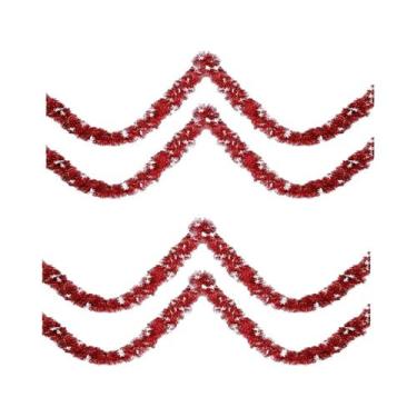 Imagem de Guirlanda De Natal Vermelha Com Flocos De Neve 4M/8M Decoração Para Ár