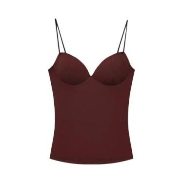 Imagem de Top Cropped Marrom Sem Mangas Para Mulheres, Corpete Sem Costas Com Al