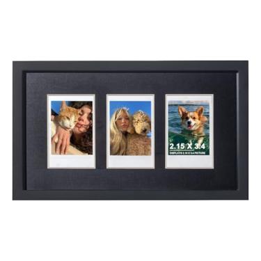 Imagem de CAIYOULE Moldura de madeira de 15 x 25 cm para câmera Fujifilm Instax Mini 41/12/Evo/SE/11/99/40, moldura de colagem para exibição Polaroid 2x3 com adesivos para parede e mesa, preto, 1 pacote