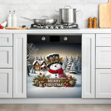 Imagem de Capa de lava-louças de Natal, decoração de cozinha de férias, decoração de porta magnética, adesivo de painel de eletrodomésticos, capa de ímã de lava-louças festiva