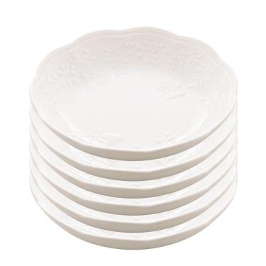 Imagem de Jogo 6 Prato Fundo Branco De Porcelana New Bone Butterfly Flower Flores 21cm Lyor