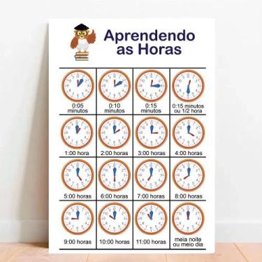 Imagem de Placa Educacional Aprendendo as Horas - TACOLADO PAPEL DE PAREDE, 40 x