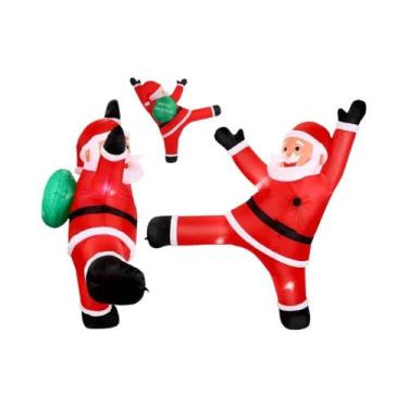 Imagem de Papai Noel Inflável De 10FT Com Luzes LED, Pacote De Presentes Para Es