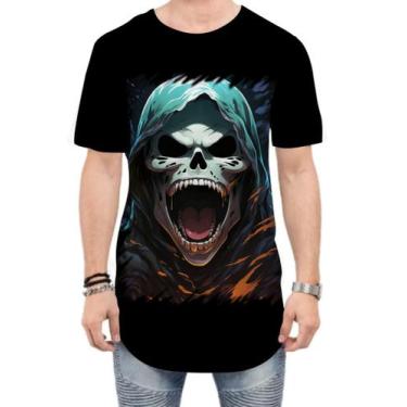 Imagem de Camiseta Longline Máscara de Caveira Estilosa 11 - Kasubeck Store, P