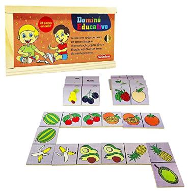 Imagem de Jogo Educativo Pedagógico Infantil Dominó De Frutas 28 Peças Carimbras