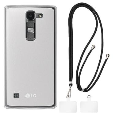 Imagem de Shantime Capa LG Spirit + cordões universais para celular, pescoço/alça macia de silicone TPU capa protetora para LG Spirit 4G LTE (4,7 polegadas)