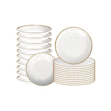 Imagem de Jogo de Pratos 24 Peças Rústico Marrom em Porcelana Decorada - Tramontina