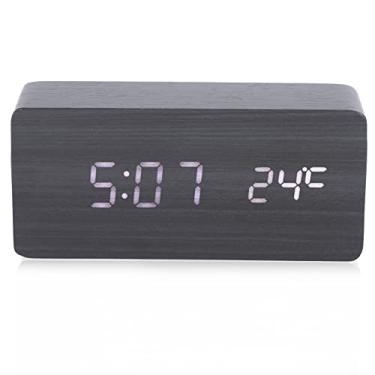 Imagem de Despertador Mesa Relógio de Madeira Decoração Led Controle de Voz Ornamento Relógio de Parede Criativo Simples Digital Relógio de Madeira Relógio de Cabeceira Controle de Fala