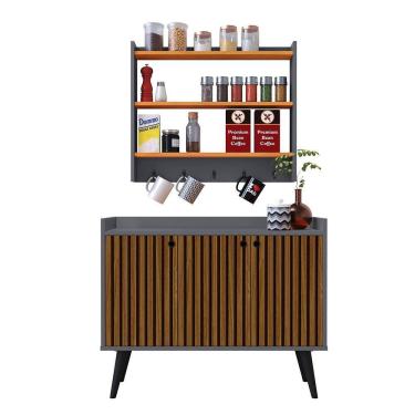 Imagem de Aparador Buffet 3 Portas Cantinho Café Wood New Armário Suspenso Parede Amélia Ganchos Organizadores - RPM Móveis