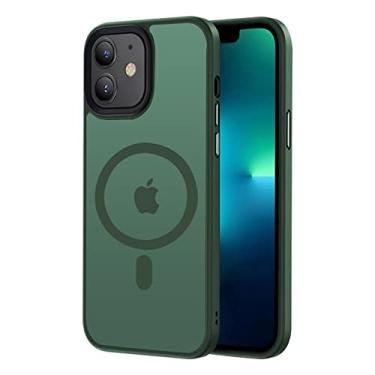 Imagem de Tigowos Capa magnética para iPhone 11 [testado e compatível com MagSafe] Capa protetora translúcida antiimpressão digital antichoque de 6,1 polegadas, verde alpino