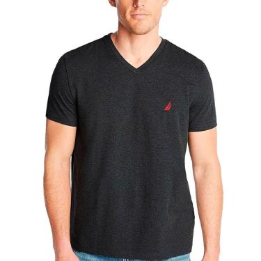 Imagem de Camiseta Nautica Masculina Solid V-Neck Red Icon Chumbo Mescla-Masculino