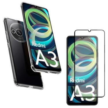 Imagem de Capa Capinha Anti Impacto + Película de Vidro Temperado 3D Para Redmi A3 Tela De 6,7 Polegadas - (Bluepink)