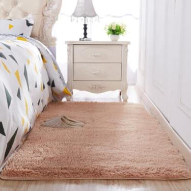 Imagem de Tapete de cabelo de seda lavado engrossado sala de estar mesa de café cobertor quarto tapete de cabeceira tapetes de yoga cor sólida de pelúcia, 8,60x120cm