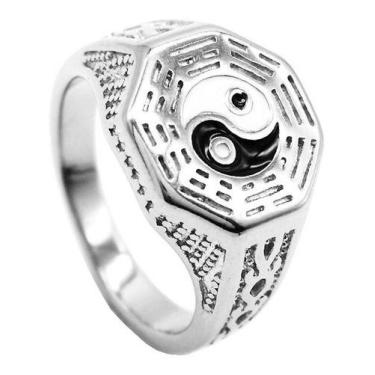 Imagem de Anel Retrô Yin Yang Tai Chi Masculino Prata 925 Imperador - Oremte, 14