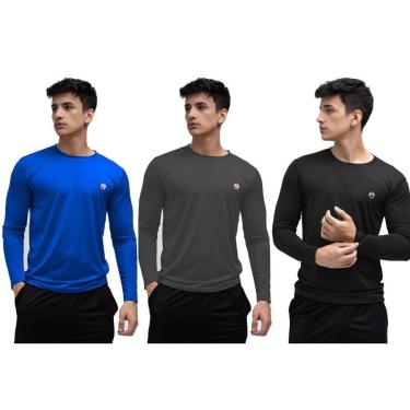 Imagem de Kit 3 Camisa Térmica Masculina Uv 50+ Segunda Pele Proteção Solar-Masculino