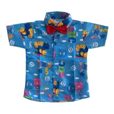 Imagem de Camisa Infantil Temática Bob Trem + Gravata - Pequenos Encantos Baby, 