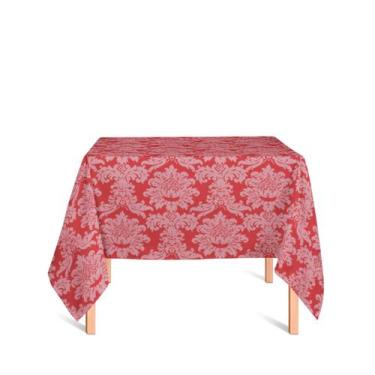 Imagem de Toalha de Mesa Quadrada em Tecido Jacquard Vermelho e Branco Circo Med