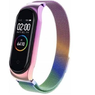 Imagem de Kit 2 Pulseiras NSmart compatíveis com Mi Band 4 / 3 em Aço Inoxidável