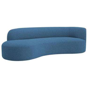 Imagem de Divã Recamier Orgânico Tokyo 160cm Lado Esquerdo Linho Azul Royal - Am