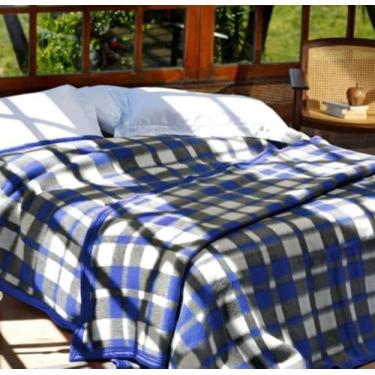 Imagem de Cobertor "SOLTEIRO"  Boa Noite Xadrez Guaratinguetá - Antialérgico, Az