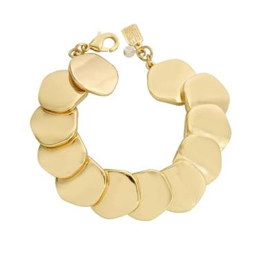 Imagem de Robert Lee Morris Pulseira feminina esculpida com elos de disco, One Size, Metal, Sem pedras preciosas