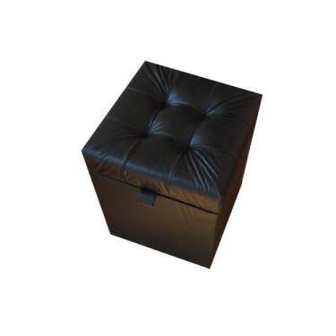 Imagem de Puff baú quadrado 1 lugar 36x36 cm preto material sintético - NEGROMON