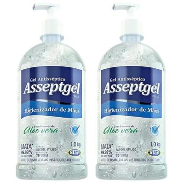 Imagem de Alcool Gel Asseptgel 1kg Antisseptico Aloe Vera Cristal Ação Hidratant