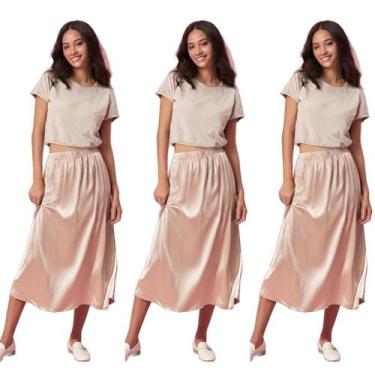 Imagem de Kit 3 Tops De Manga Segunda Pele Croped - c&c, 3 beges, G