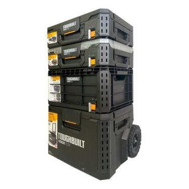 Imagem de Kit 4 Caixa Modular Empilhável Toughbuilt Stacktech Com Roda