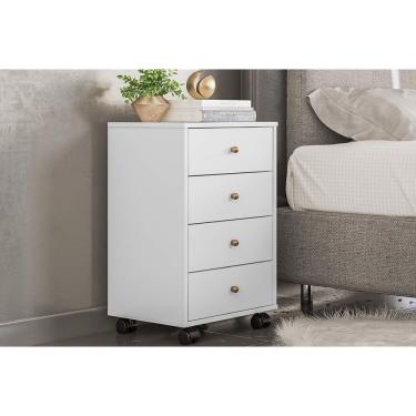Imagem de Mesa Cabeceira Presence c/ 4 Gavetas - Demóbile Branco