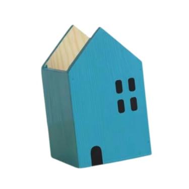 Imagem de Esquirla Porta -lápis para mesa de lápis, madeira, madeira, portador de caneta organizador de desktop decoração de caneta de caneta organizadora de pincel para, Azul