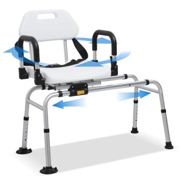 Imagem de PIDOSO Cadeira De Banho Deslizante, Banco Transferência Para Banheira Com Assento Giratório, Giratório Braços E Encosto Giratórios Idosos Deficientes