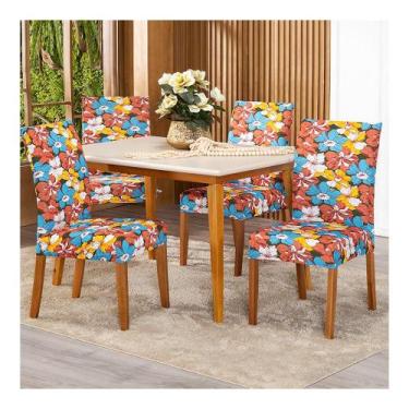 Imagem de Kit Capa de Cadeira Estampada 4 Lugares Malha Gel - Lenharo Enxovais, 