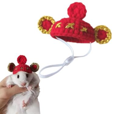 Imagem de Pequenos chapéus de animais pequenos, chapéu de cobra de porquinho-da-índia com alça ajustável, pequeno, fofo, tricotado à mão, mini roupas de festa para animais de pelúcia, papagaio, hamster