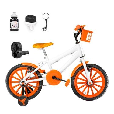 Imagem de Bicicleta Aro 16 Nylon + Kit Passeio Branca E Laranja